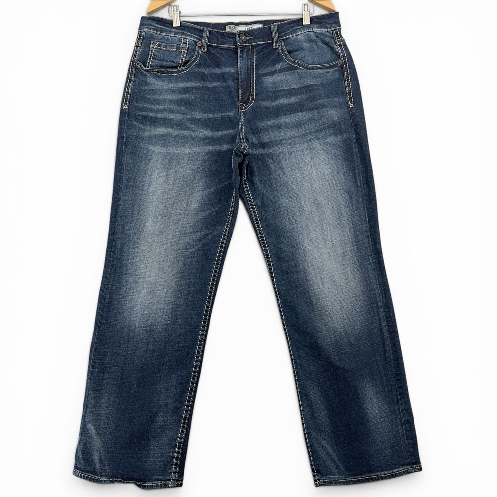 BKE Denim Seth Straight Leg Jeans Mens Size 36R Blue Medium Wash Stretch Denim